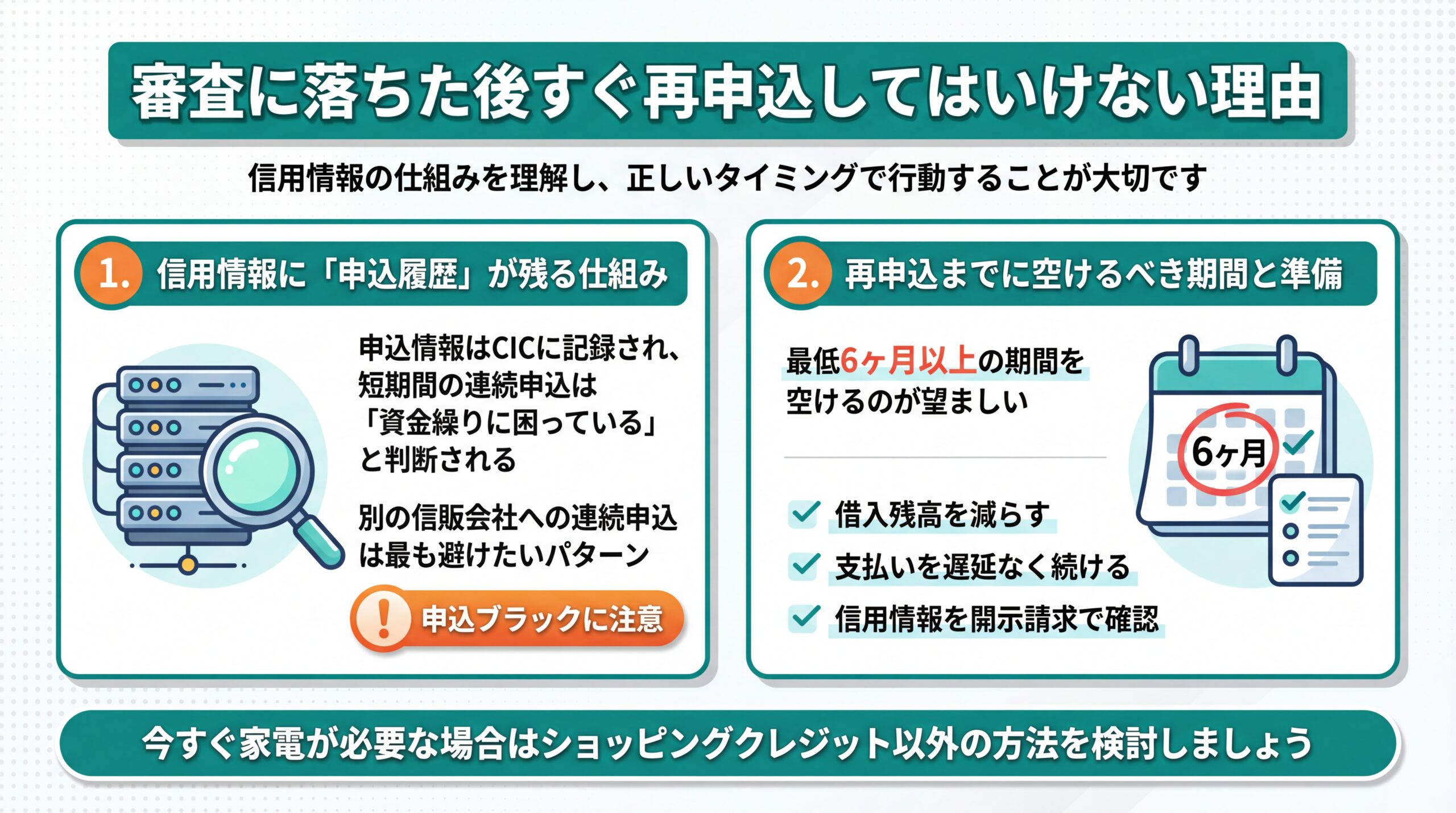 審査に落ちた後すぐ再申込してはいけない理由