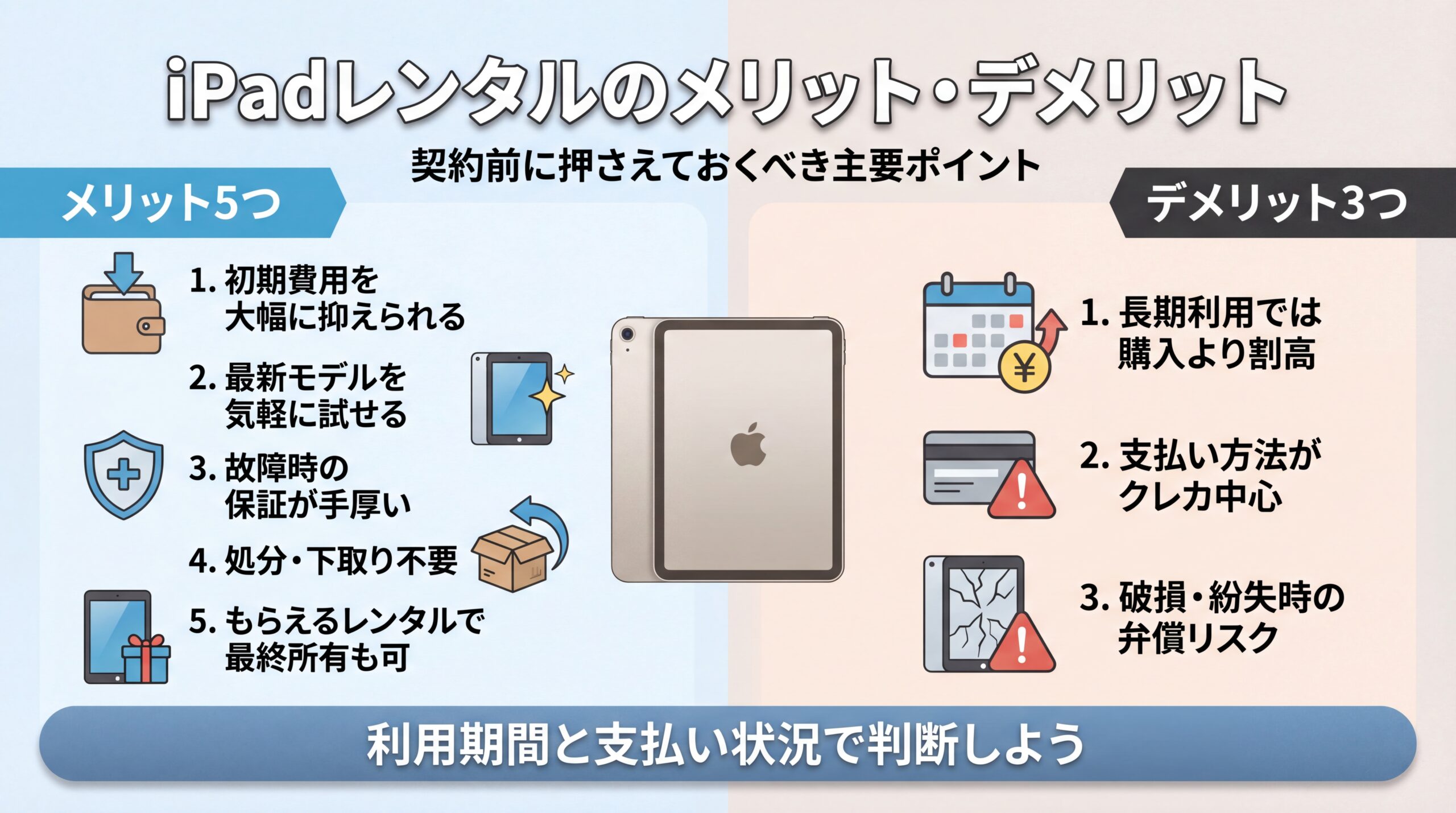 iPadをレンタルするメリット・デメリット