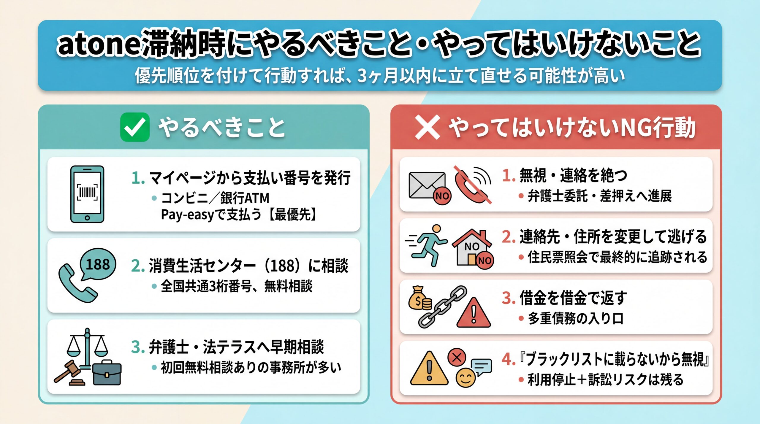 atone滞納時にやるべきこと・やってはいけないこと