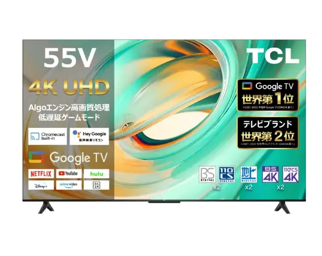TCL 4K液晶テレビ 55P655 [55V型 /Bluetooth対応 /4K対応 /BS・CS 4Kチューナー内蔵 /YouTube対応]