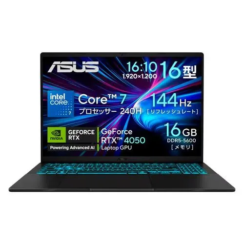 新品 ASUS ノートPC Gaming V16 V3607VU V3607VU-C7165R4050W[16型 | WUXGA | Core 7 | 16GB | 512GB | Windows 11 Home | ブラック]